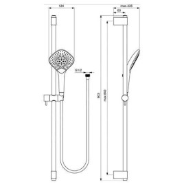 Ideal Standard Idealrain Evo Jet - Set de douche Diamond, barre 900 mm avec douchette, 3 jets, chrome B1764AA