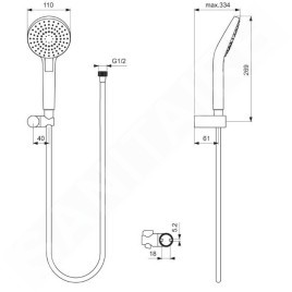 Ideal Standard IdealRain Evo - Colonne de douche Diamond 110, avec flexible et douchette, 3jet, chrome B2404AA