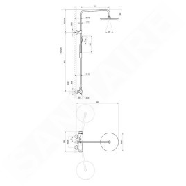 Ravak Douches - Set de douche DS 091.00 avec mitigeur, 250 mm, 3 jets, chrome X07P643