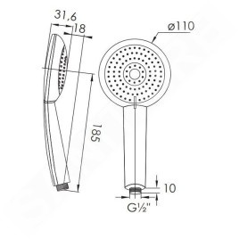 Steinberg 100 - Pommeau de douche, 3 jets, blanc / chrome 100 1655