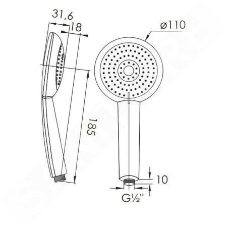 Steinberg 100 - Pommeau de douche, 3 jets, blanc / chrome 100 1655