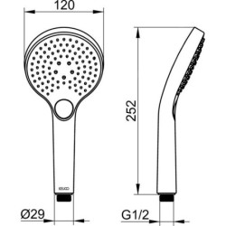 Keuco IXMO - Pommeau de douche 120, 3 jets, inox 59580070300