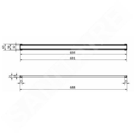 I-Drain Tile - Grille en acier inoxydable pour bac à douche série PRO, pour insertion de carreaux, longueur 700 mm IPRO0700Y