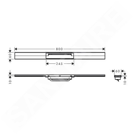 Hansgrohe RainDrain Flex - Caniveau de douche linéaire avec grille en inox 800, pour montage libre, découpable, chrome noir