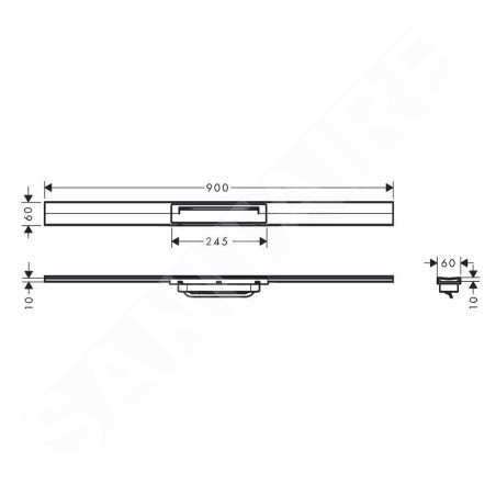 Hansgrohe RainDrain Flex - Caniveau de douche linéaire avec grille en inox 900, pour montage libre, découpable, aspect d'or