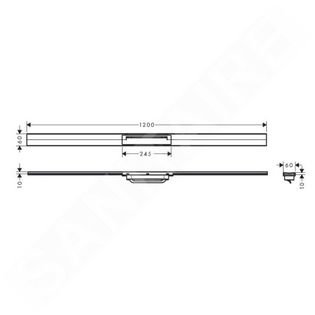 Hansgrohe RainDrain Flex - Caniveau de douche linéaire avec grille en inox 1200, pour montage libre, découpable, chrome noir