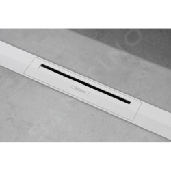 Hansgrohe RainDrain Flex - Caniveau de douche linéaire avec grille en inox 1200, pour montage libre, découpable, blanc mat