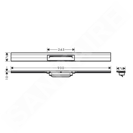 Hansgrohe RainDrain Flex - Caniveau de douche linéaire avec grille en inox 900, installation contre le mur, découpable, aspect