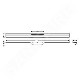 Hansgrohe RainDrain Flex - Caniveau de douche linéaire avec grille en inox 1200, installation contre le mur, découpable, bronze