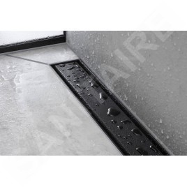 Hansgrohe RainDrain Match - Caniveau de douche linéaire avec grille en inox 1000, avec cadre réglable en hauteur, noir mat