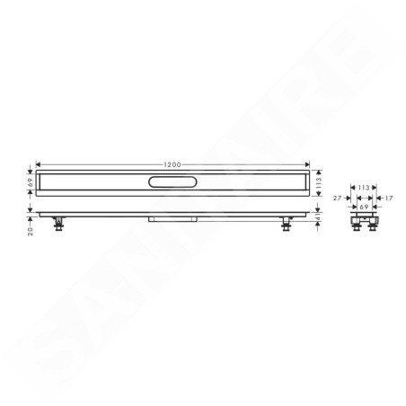 Hansgrohe uBox universal - Kit d'installation pour caniveaux de douche linéaires 1200, inox 56015180