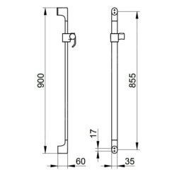 Keuco Edition 400 - Barre de douche 900 mm, chrome 51585010900