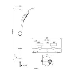 Ideal Standard CeraTherm - Colonne de douche avec thermostat, 3 jets, chrome A7235AA