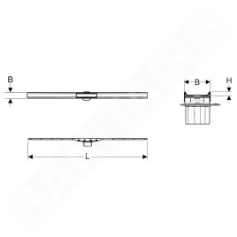 Geberit CleanLine - Canivelle de douche en inox 80, 300-900 mm, chrome noir / chrome brossé 154.440.QC.1