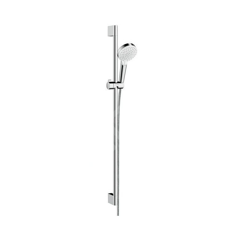 Hansgrohe Crometta - Set de douche Vario 100, 2 jets, EcoSmart 9 l/min, barre de douche de 900 mm, blanc / chrome 26538400