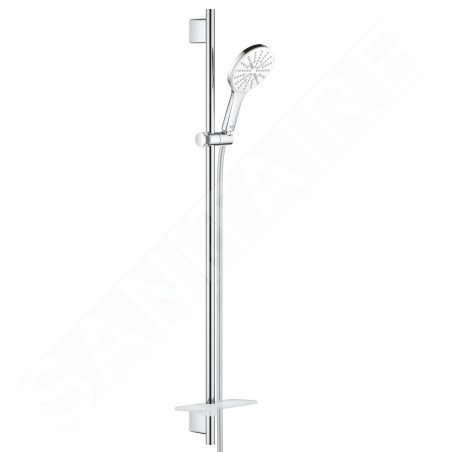 Grohe Rainshower SmartActive - Set de douche de tête 130, 3 jets, barre 900 mm et flexible, blanc lunaire 26578LS0