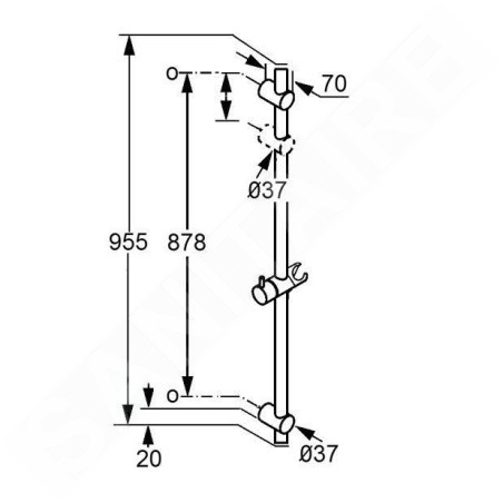 Kludi A-Qa - Barre de douche 0,95 m, chrome 6564105-00
