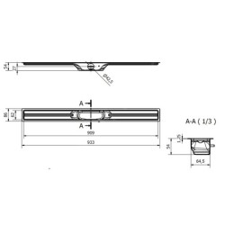 I-Drain Linear 54 - Caniveau de douche en inox, longueur 900 mm, avec étanchéité ID4M09001X1