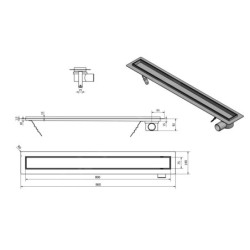 Aqualine Canniveaux - Caniveau de douche Pavino avec grille pour carrelage, 860x140x92 mm, inox 2710-90
