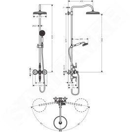 Axor Montreux - Showerpipe avec mitigeur thermostatique et douche de tête 1 jet, chrome 16572000