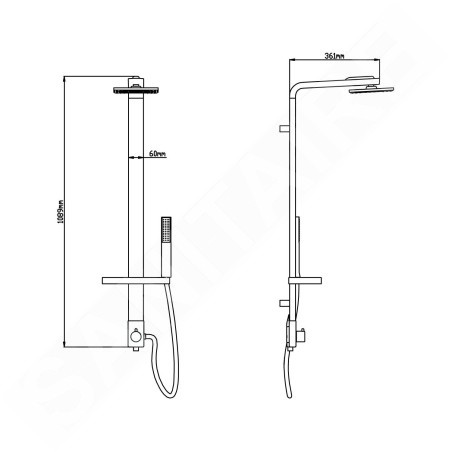 Aqualine Siga - Garniture de douche 178, aluminium SL650