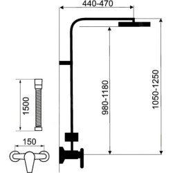 Novaservis Sets de douche - Set de douche avec robinetterie, raccord de douche par le haut, chrome SET069/36,0