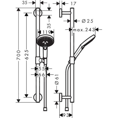 Hansgrohe Raindance Select S - Set de douche 120/Unica'Comfort 65, chrome 26320000