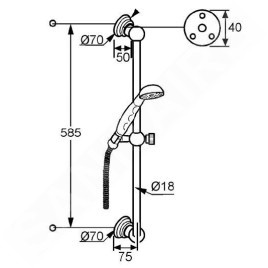 Kludi Adlon - Set de pommeau de douche, 1 jet, barre et flexible, chrome 2710305