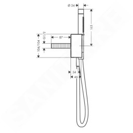 Axor Edge - Douchette, 2 jets, avec support de douchete Porter et flexible, chrome/coupe diamant 46521000