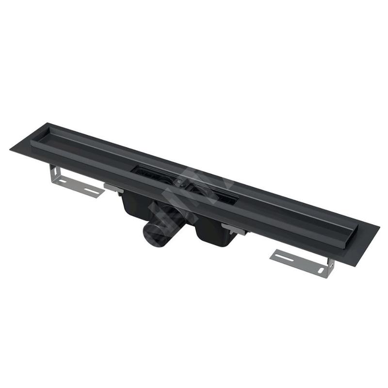 Alcadrain Douchegoten - Caniveau de douche 950 mm, avec rebord pour grille perforée, noir mat APZ1BLACK-950
