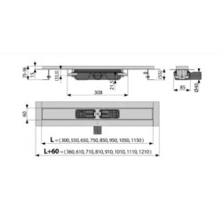 Alcadrain Douchegoten - Caniveau de douche Low 1150 mm, avec rebord pour grille perforée, inox APZ101-1150
