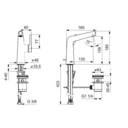 Hansa Designo - Mitigeur de lavabo avec vidage, chrome 51892283