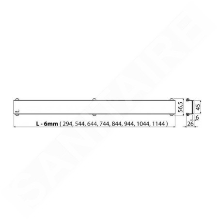 Alcadrain Grilles - Grille pour caniveau de douche linéaire 950 mm, verre/noir GL1204-950