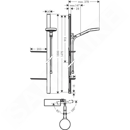 Hansgrohe Rainfinity - Ensemble de pommeau de douche 130, 3jet, barre de douche 1500 mm et flexible, chrome 27673000