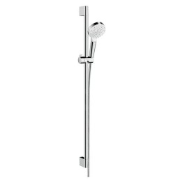 Hansgrohe Crometta - Set de douche Vario 100, EcoSmart 9 l/min, barre de douche de 900 mm, blanc / chrome 26539400