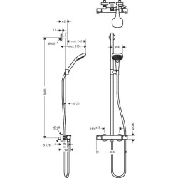 Hansgrohe Croma Select E - Set de douche SemiPipe Multi avec thermostat, blanc / chrome 27248400
