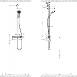 Hansgrohe Croma Select E - Set de douche SemiPipe Multi avec thermostat, blanc / chrome 27248400