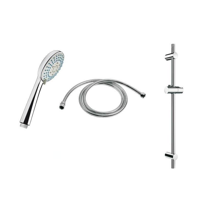 Jika Rio - Set de pommeau de douche, 3 jets, barre et flexible 1,7 m, inox/chrome H3651R00043731