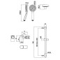 Jika Rio - Set de pommeau de douche, 3 jets, barre et flexible 1,7 m, inox/chrome H3651R00043731