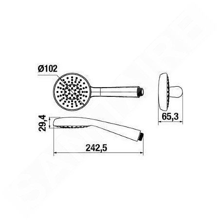 Jika Rio - Pommeau de douche 80 mm, 3 jets, chrome H3611R20043311