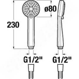 Jika Rio - Pommeau de douche 80 mm, 3 jets, chrome H3611R20043311
