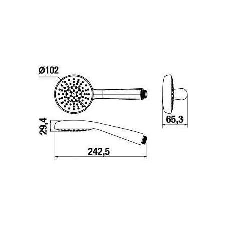 Jika Rio - Pommeau de douche 100 mm, 3 jets, chrome H3611R20043511