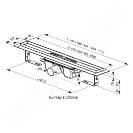 Ravak Runway - Ecoulement de douche 300 mm, acier inoxydable X01418