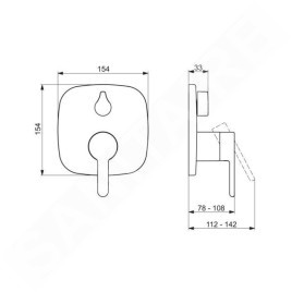 Hansa Designo - Mitigeur de baignoire encastré, avec inverseur pour 2 sorties, chrome 81113593
