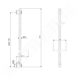 Sapho Accessoires - Barre de douche 810 mm, avec support et porte-savon, chrome 1206-06