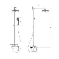Sapho Ginko - Colonne de douche 200 avec robinet, chrome 1101-43