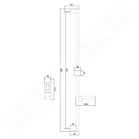 Sapho Veneta - Barre de douche 680 mm, avec support et porte-savon, chrome 1206-07