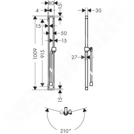 Axor Citterio E - Barre de douche 900 mm, chrome 36736000