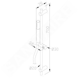 Sapho Minimal - Barre de douche avec support coulissant, 700 mm, inox MI001
