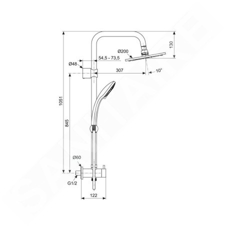 Ideal Standard Idealrain - Set de douche 200, pour une combinaison avec mitigeur encastré, chrome A5689AA